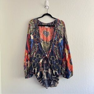 Free People Y2K Rare Floral Oversized Kimono Boho Bohemian One Size